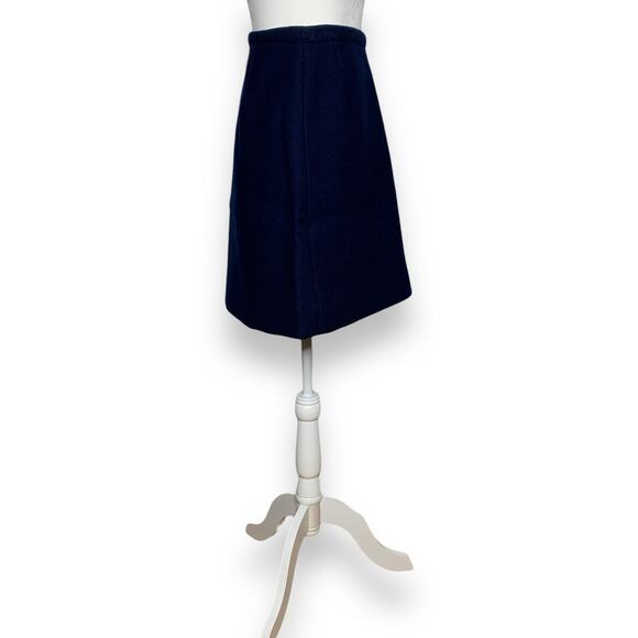 Vintage 60s 70s handmade women's navy blue high waisted wool mini skirt SZ XS - Picture 3 of 7